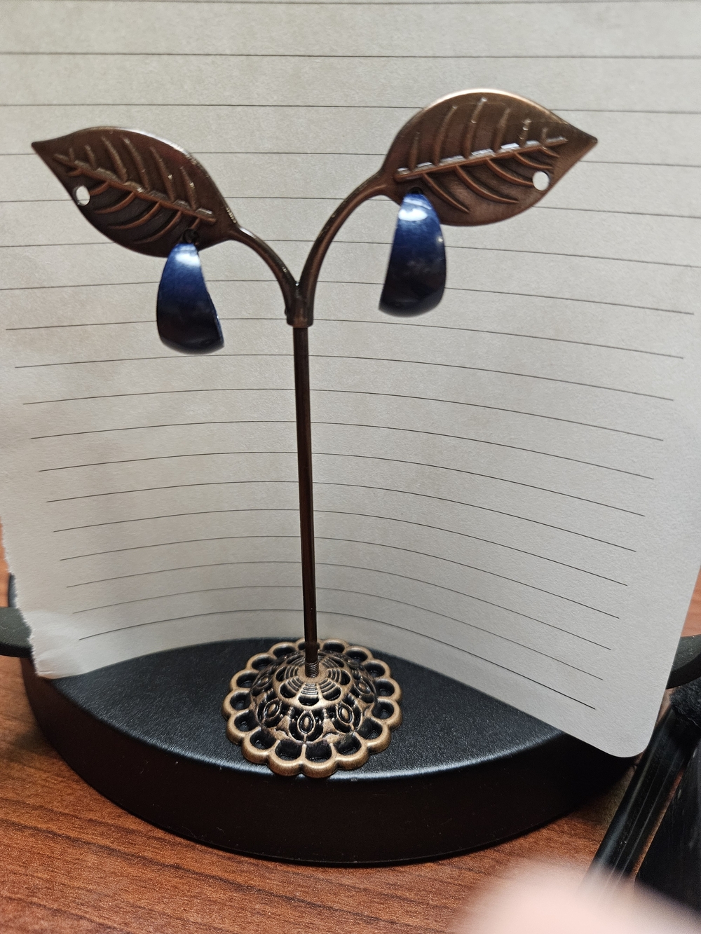 Classic Navy Blue Hoop Drop Earrings - Women Jewelry Earrings